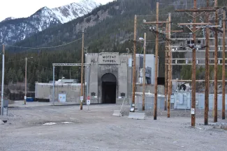 Moffat Tunnel in Colorado. A power substation is near the rail tunnel's entrance.