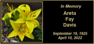 Memorial photo for Areta Faye Davis.