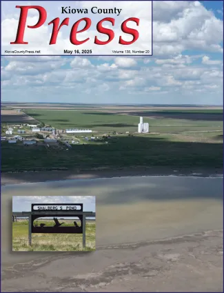 Photo of the week from the May 16, 2025, edition of the Kiowa County Press in Eads, Colorado -  With wet periods this winter, and recent rains, Sheridan Lake / Shalber's Pond has taken on some water in Kiowa County, Colorado - Chris Sorensen.