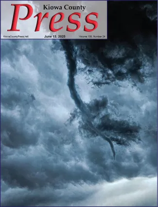 Photo of the week from the June 13, 2025, edition of the Kiowa County Press in Eads, Colorado -  Funnel cloud spotted Friday near Bennett, Colorado - Denise Popish.