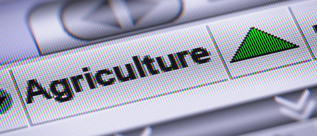 Close up of a computer screen showing the word "Agriculture."