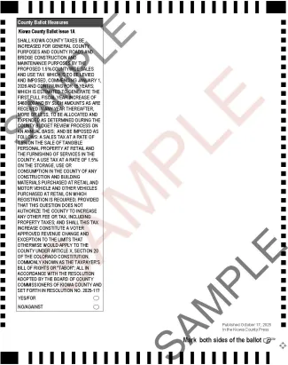 2025 Kiowa County Sample Ballot Page 2